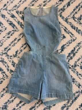 3x1 Light Blue Denim Cutout Romper with NYC Tag CUTE